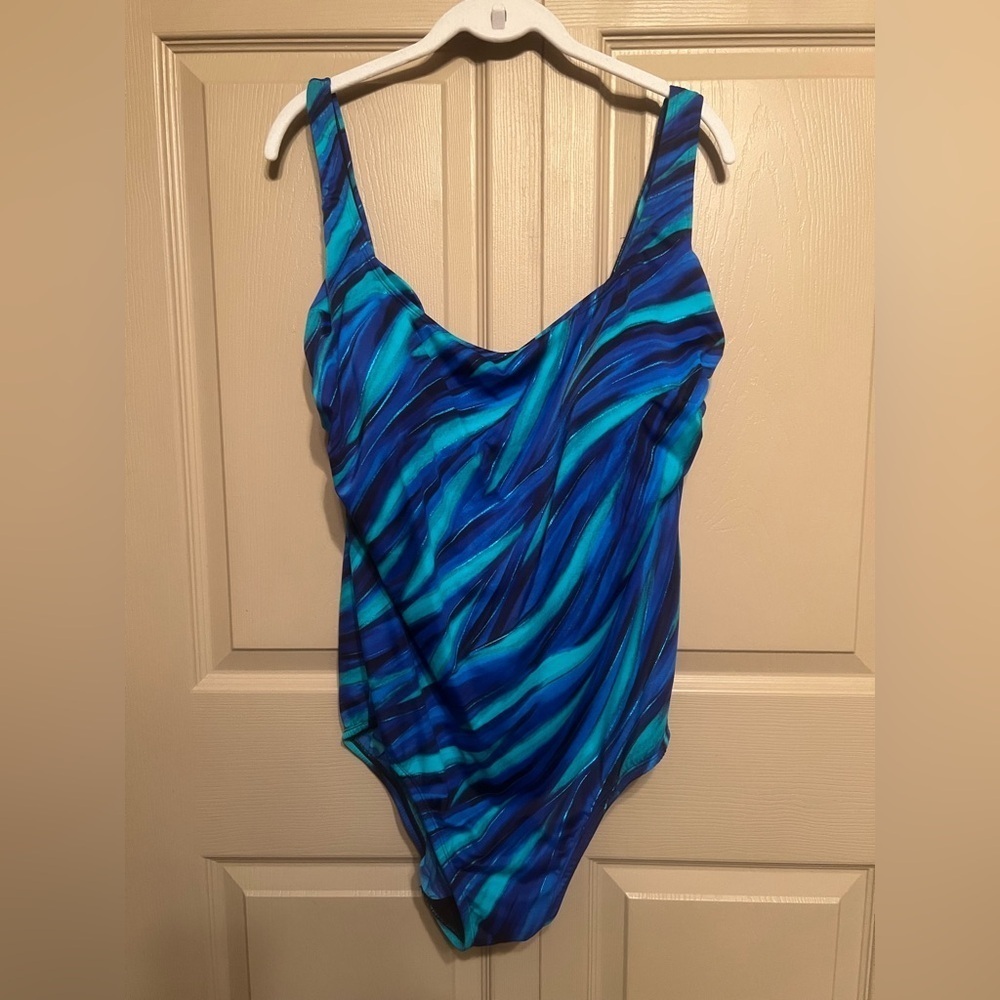 Vibrant Blue and Green Women's One Piece Swimsuit